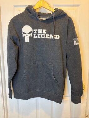 The Legend Punisher Graphic Hooded Sweatshirt - Men's Gray Pullover